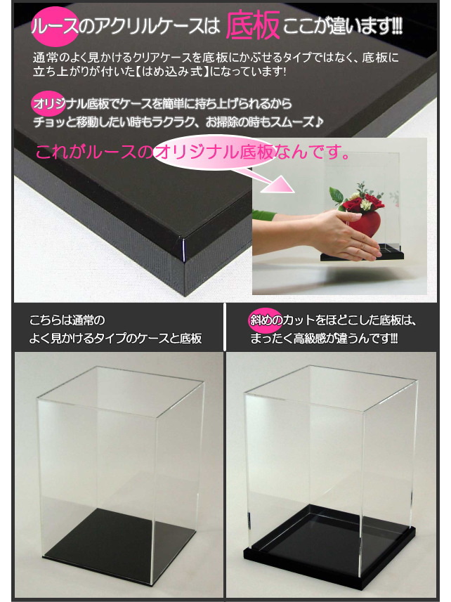 コレクションケやフィギュアのディスプレー 保管に アクリルケース 背面クリア 横長形
